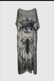 Pre order hi low tunic with queen bee print grey