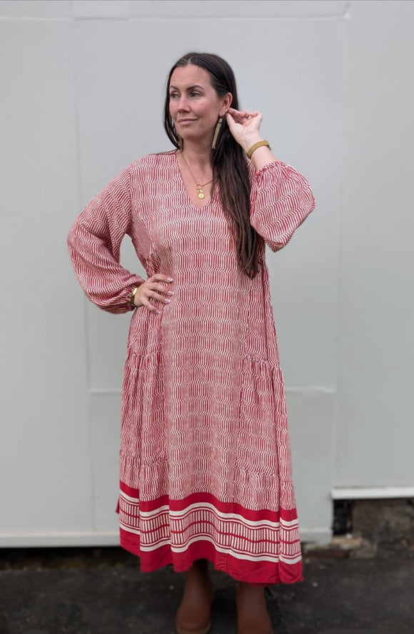 Samode Dress | Print A red maxi