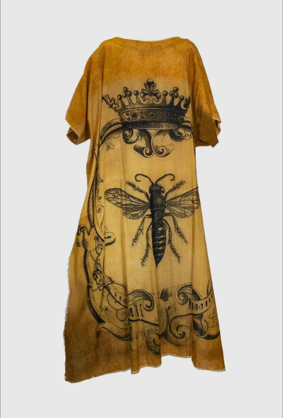 Pre order hi low tunic with queen bee print gold