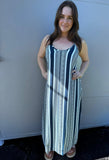 Ladli slip dress navy stripe maxi