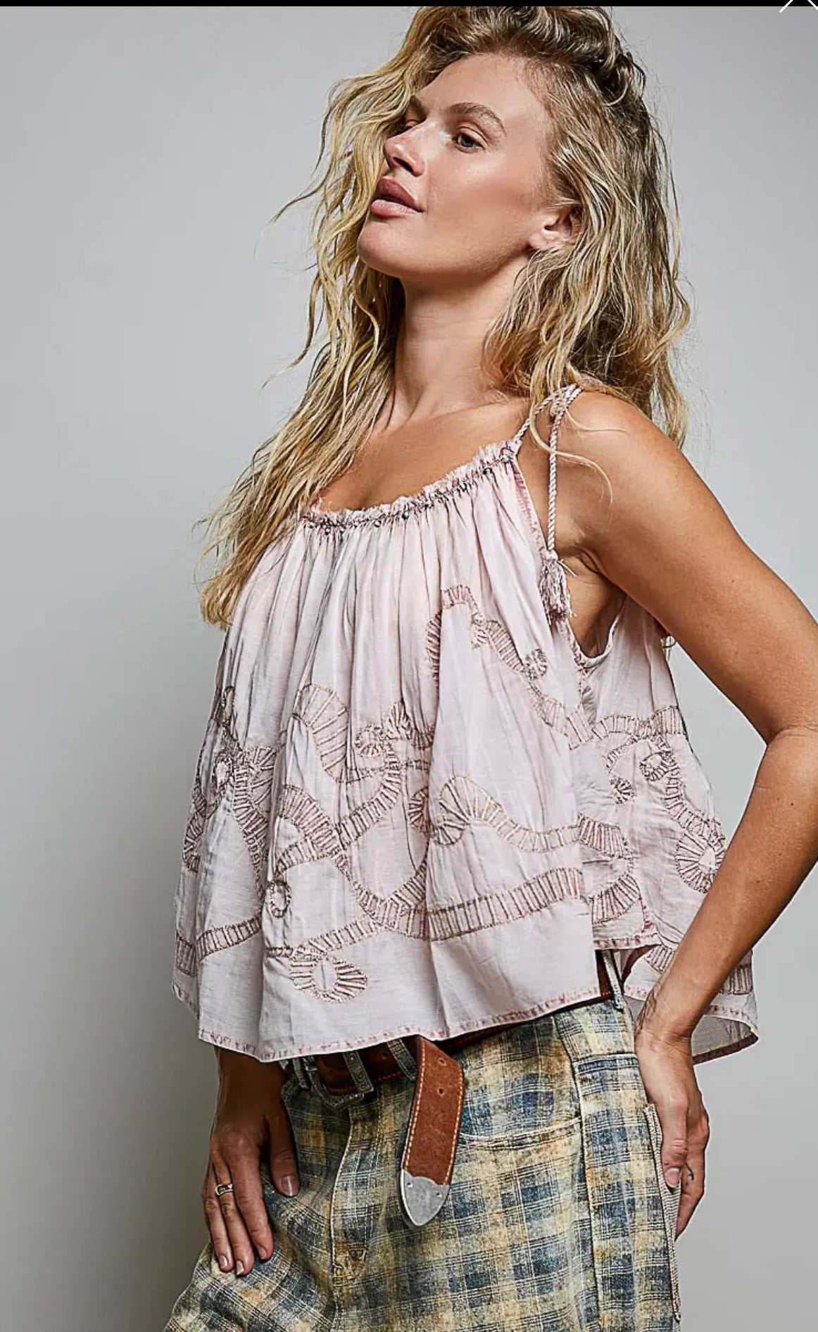 Gisella embroider spangle tassel top - Stay Wild Collective