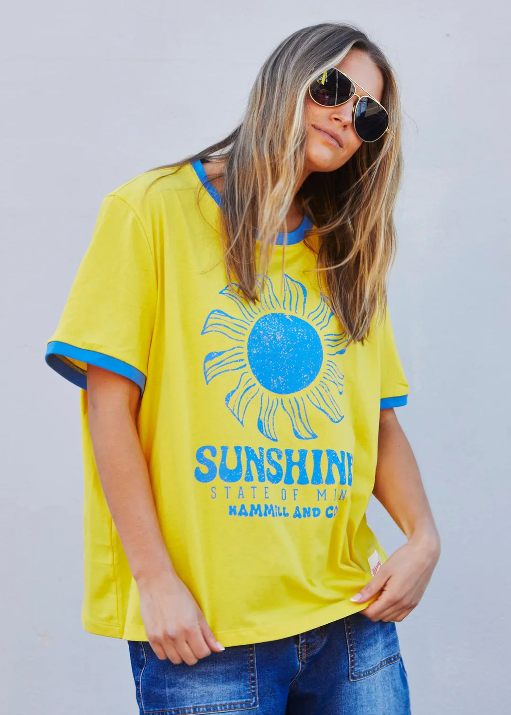   HAMMILL & CO WOMENS SUNSHINE STATE OF MIND RINGER TEE IN YELLOW SALE - Stay Wild Collective  