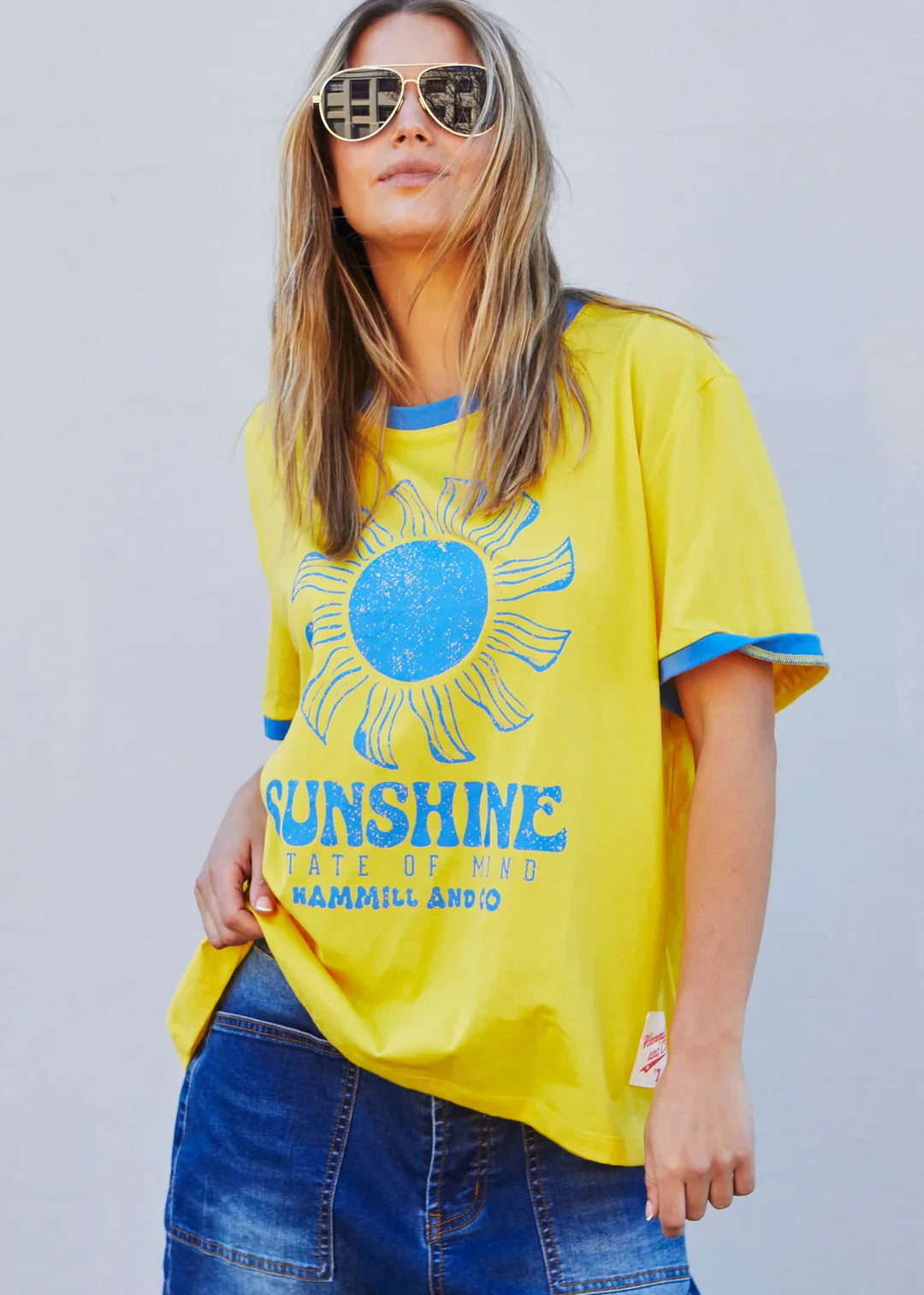   HAMMILL & CO WOMENS SUNSHINE STATE OF MIND RINGER TEE IN YELLOW SALE - Stay Wild Collective  