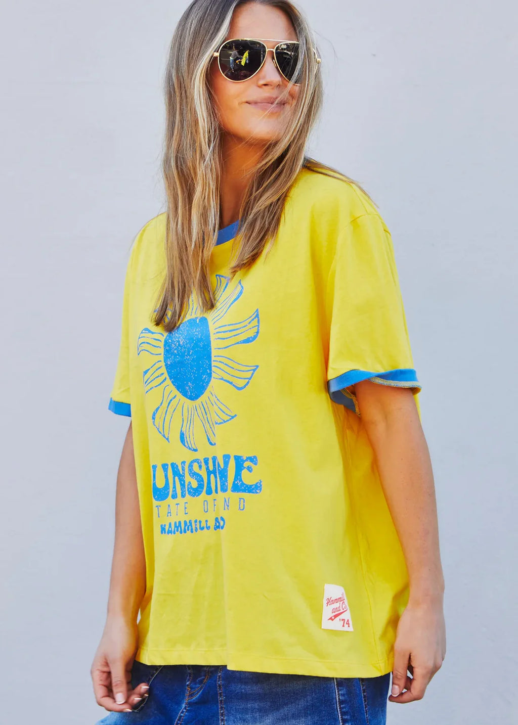   HAMMILL & CO WOMENS SUNSHINE STATE OF MIND RINGER TEE IN YELLOW SALE - Stay Wild Collective  