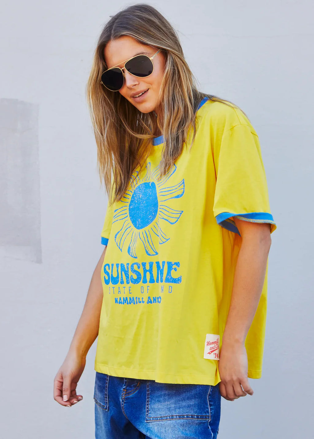   HAMMILL & CO WOMENS SUNSHINE STATE OF MIND RINGER TEE IN YELLOW SALE - Stay Wild Collective  