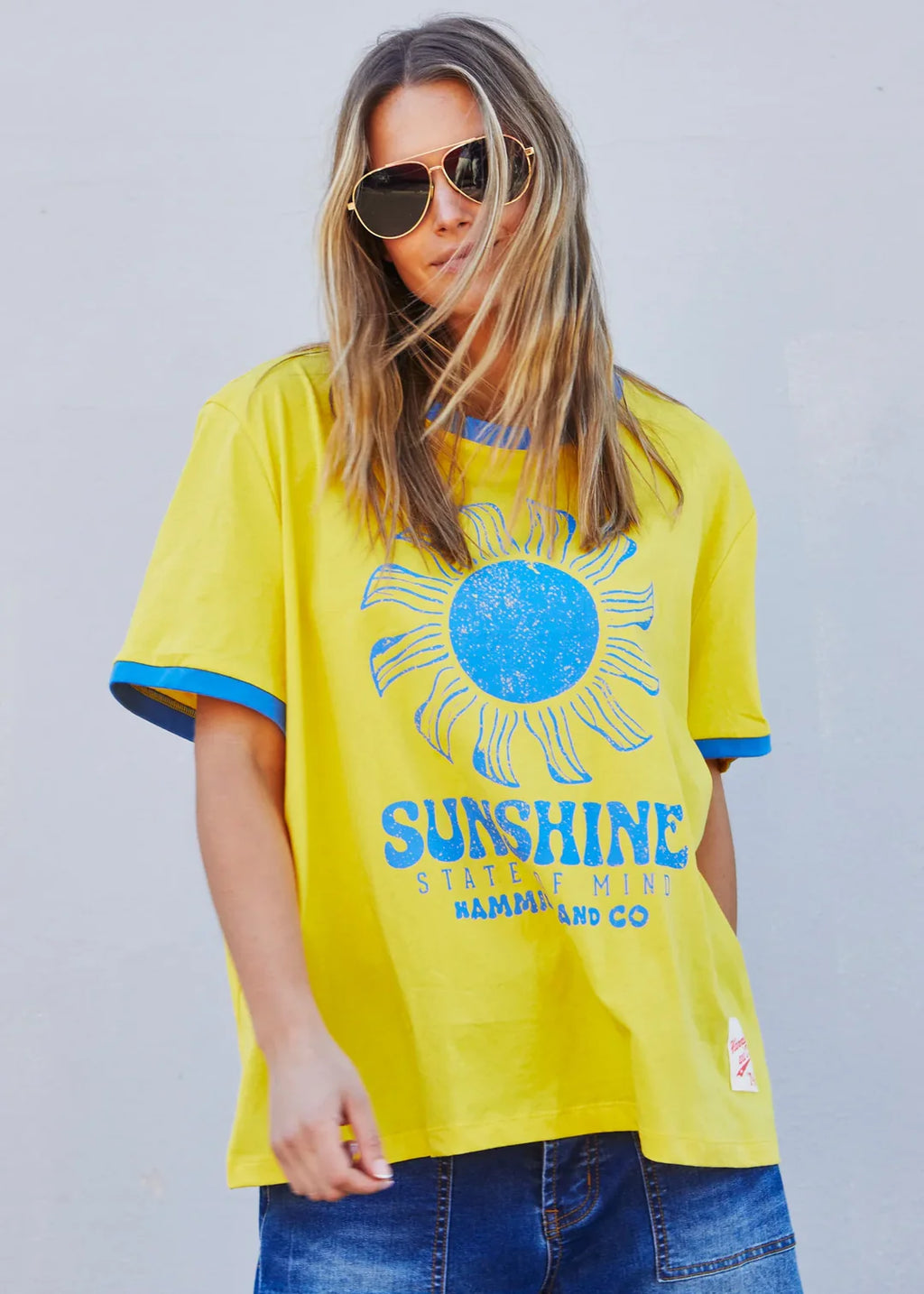   HAMMILL & CO WOMENS SUNSHINE STATE OF MIND RINGER TEE IN YELLOW SALE - Stay Wild Collective  