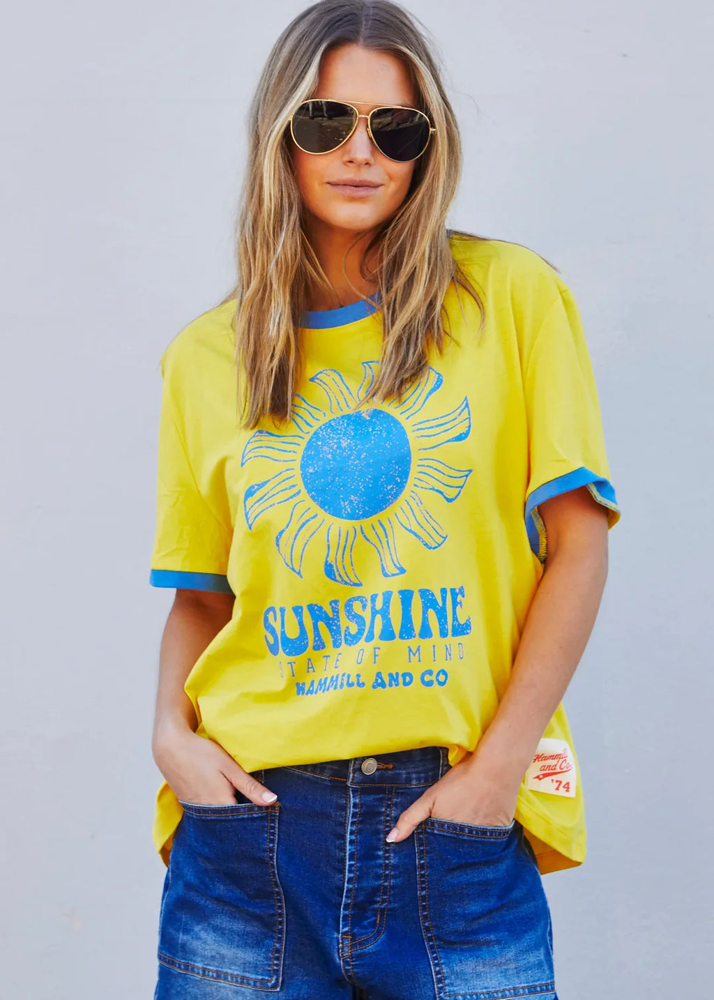   HAMMILL & CO WOMENS SUNSHINE STATE OF MIND RINGER TEE IN YELLOW SALE - Stay Wild Collective  
