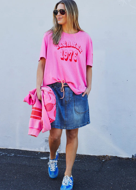 Hammil and contract denim skirt stonewash