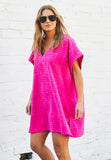 Hammil and co SALT & SUNSHINE TOWELLING COVER-UP - hot pink - Stay Wild Collective  