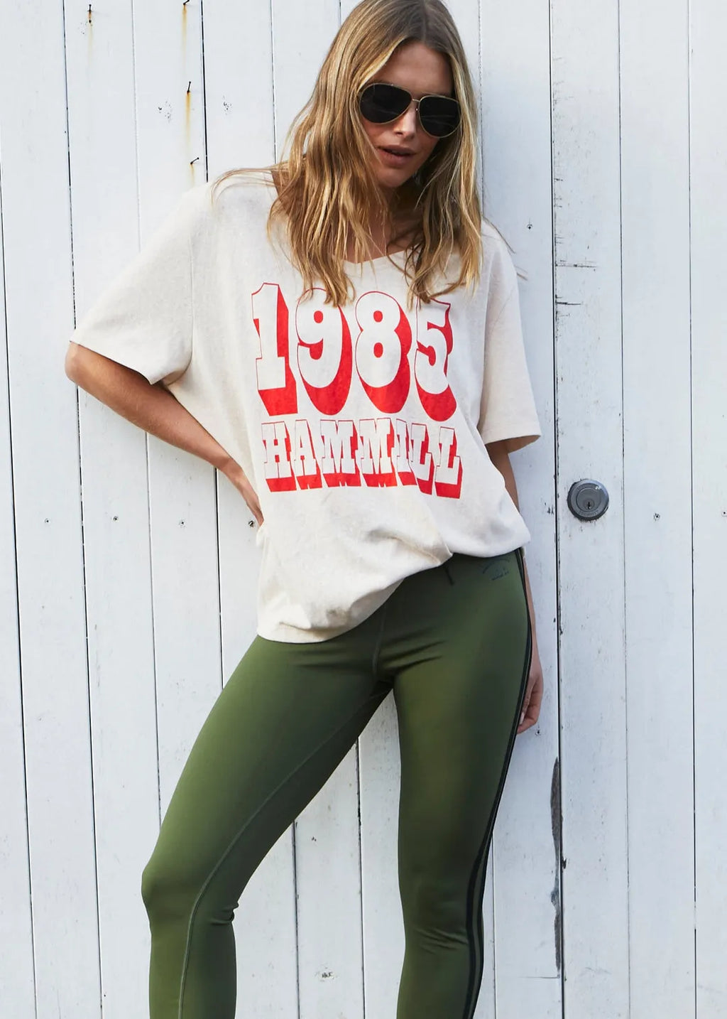 Hammil and co logo v neck tee natural - Stay Wild Collective  