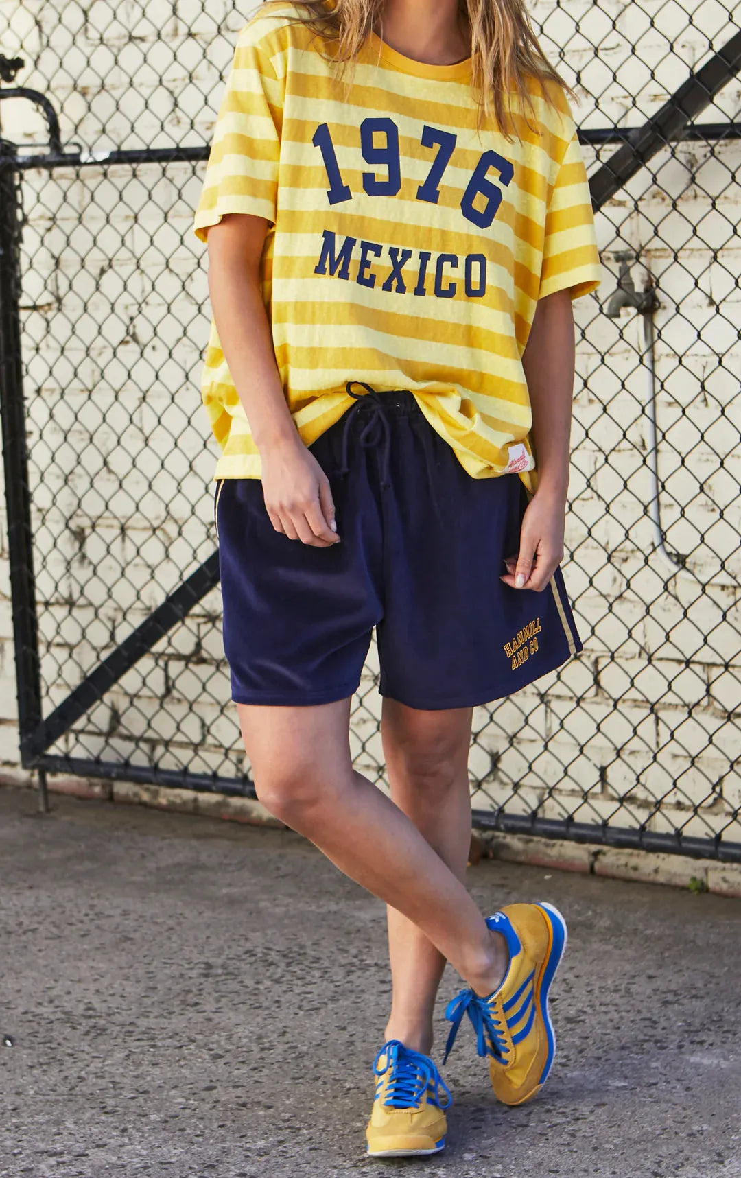 Hammil and co navy and yellow shorts - Stay Wild Collective  