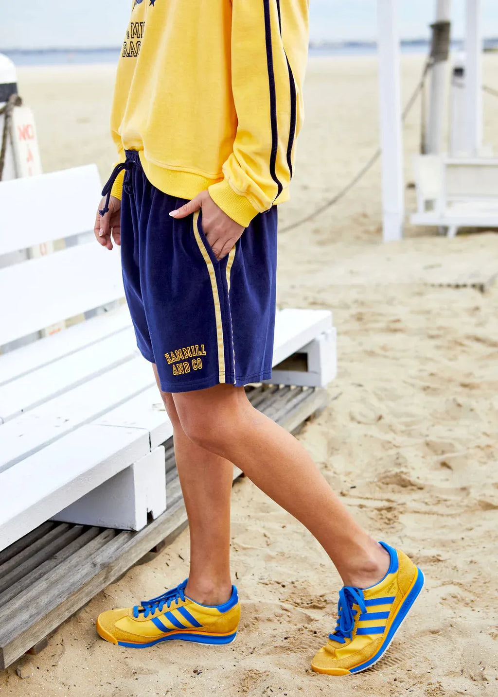 Hammil and co navy and yellow shorts - Stay Wild Collective  