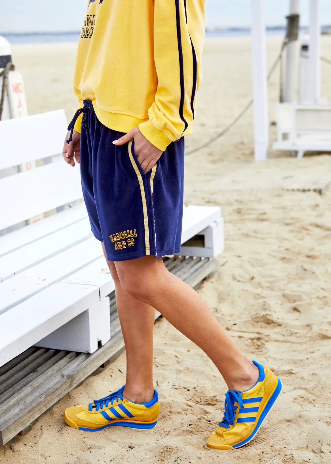 Hammil and co navy and yellow shorts - Stay Wild Collective  