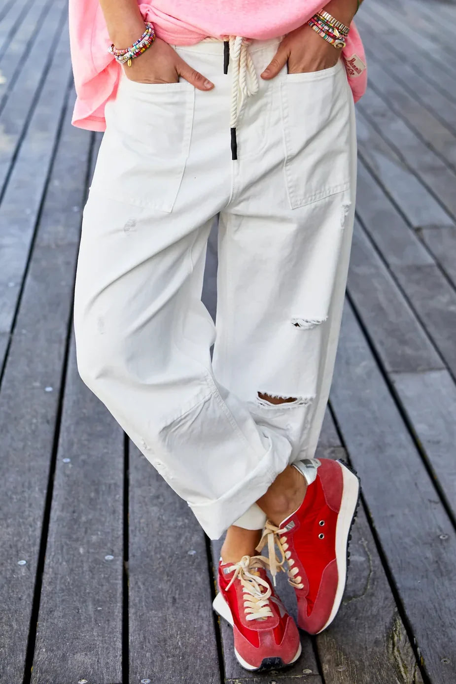   Hammil and coDistressed Carpenter Jeans in White SALE - Stay Wild Collective  