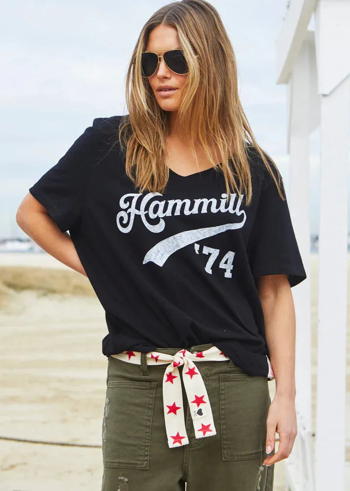 Hammill & Co '74 LOGO V-NECK TEE - Black - Stay Wild Collective  Tee shirts