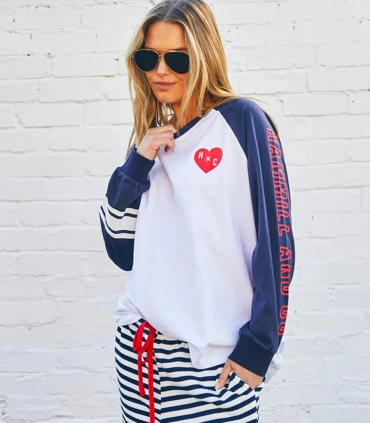 Hammil & Co Retro Heart Long Sleeve Tee Navy - Stay Wild Collective  Tee shirts