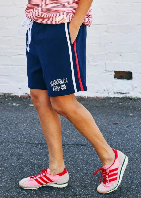 Hammil & Co Retro Shorts with Side Stripes Navy - Stay Wild Collective  Shorts