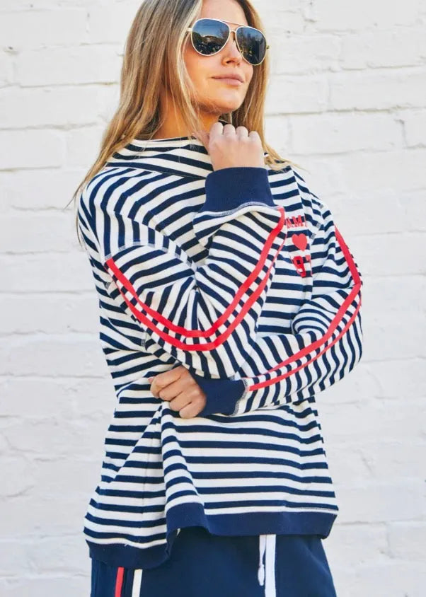Hammil & Co Retro Stripe Collard Zip Sweat - Stay Wild Collective  Sweaters & Jumpers
