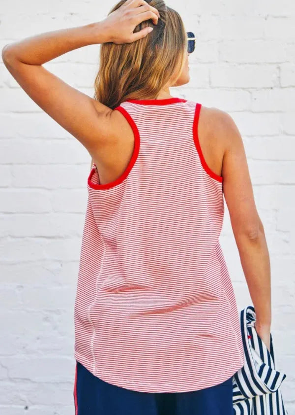 Hammil & Co Retro Stripe Tank Red/White - Stay Wild Collective  Tank top