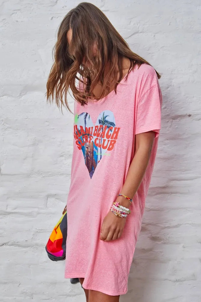   Hammill & co Miami jersey tee beach dress pink SALE - Stay Wild Collective  