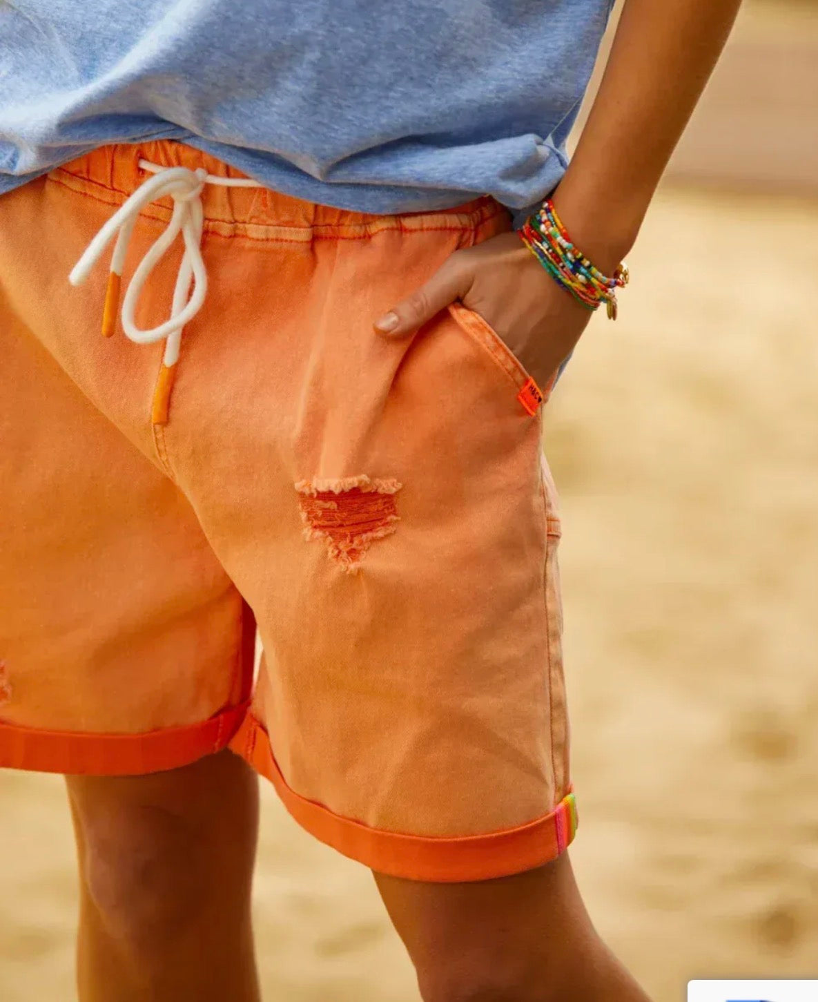   Hammill & co vintage wash shorts  orange SALE - Stay Wild Collective  