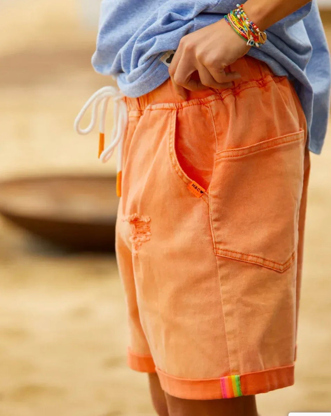   Hammill & co vintage wash shorts  orange SALE - Stay Wild Collective  