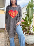 I love linen - oversized long sleeve tee with kantha heart O/S - Stay Wild Collective  Tee shirts