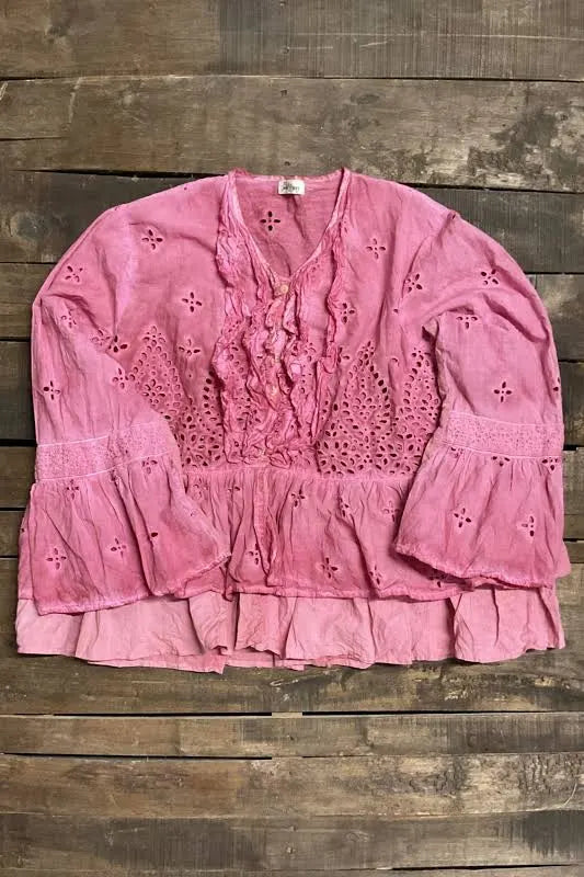 House of Jaded Gypsy heirloom eyelet top pink
