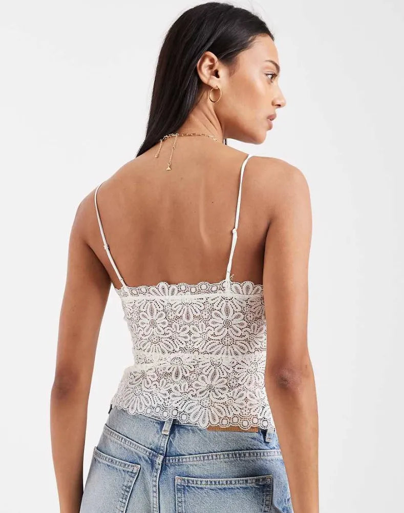 Free People Love and Lace cami top in clean ivory