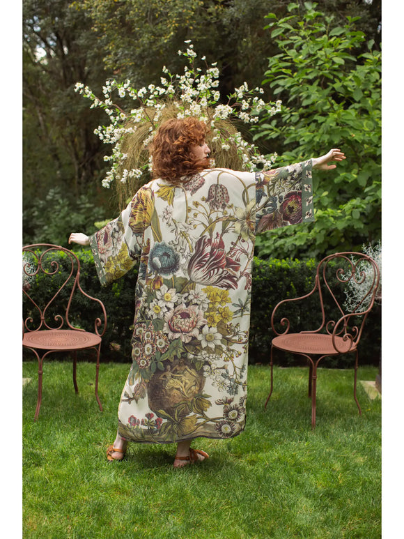 Love Grows Wild Floral Bamboo Kimono Duster Robe with Bees market of stars