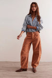 Free People Good Luck Mid-Rise Barrel Jeans | ginger root