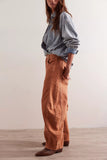 Free People Good Luck Mid-Rise Barrel Jeans | ginger root