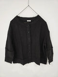 Frederic linen button up jacket with raw frayed edge