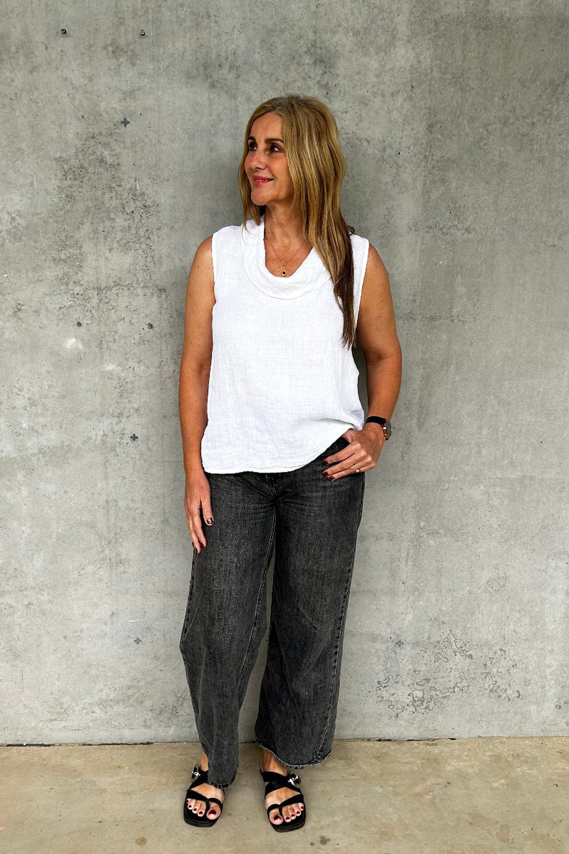 Frederic linen cowl neck top 8821 O/S