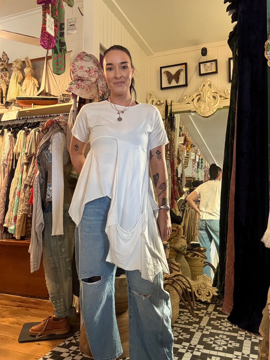 Dog Star riddler drape top white SALE
