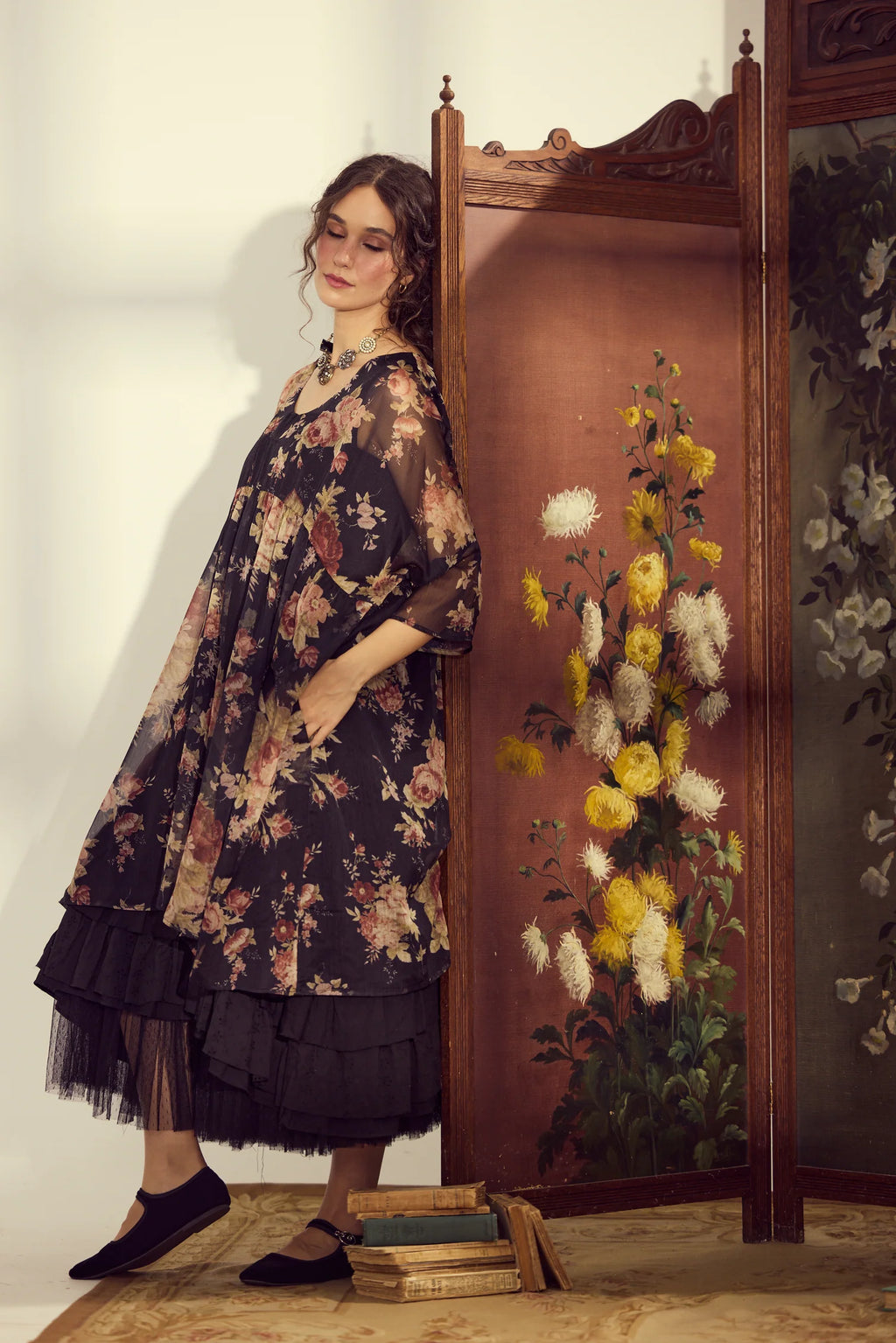 Miss Rose Sister Violet Larkspur chiffon oversized dress M/L