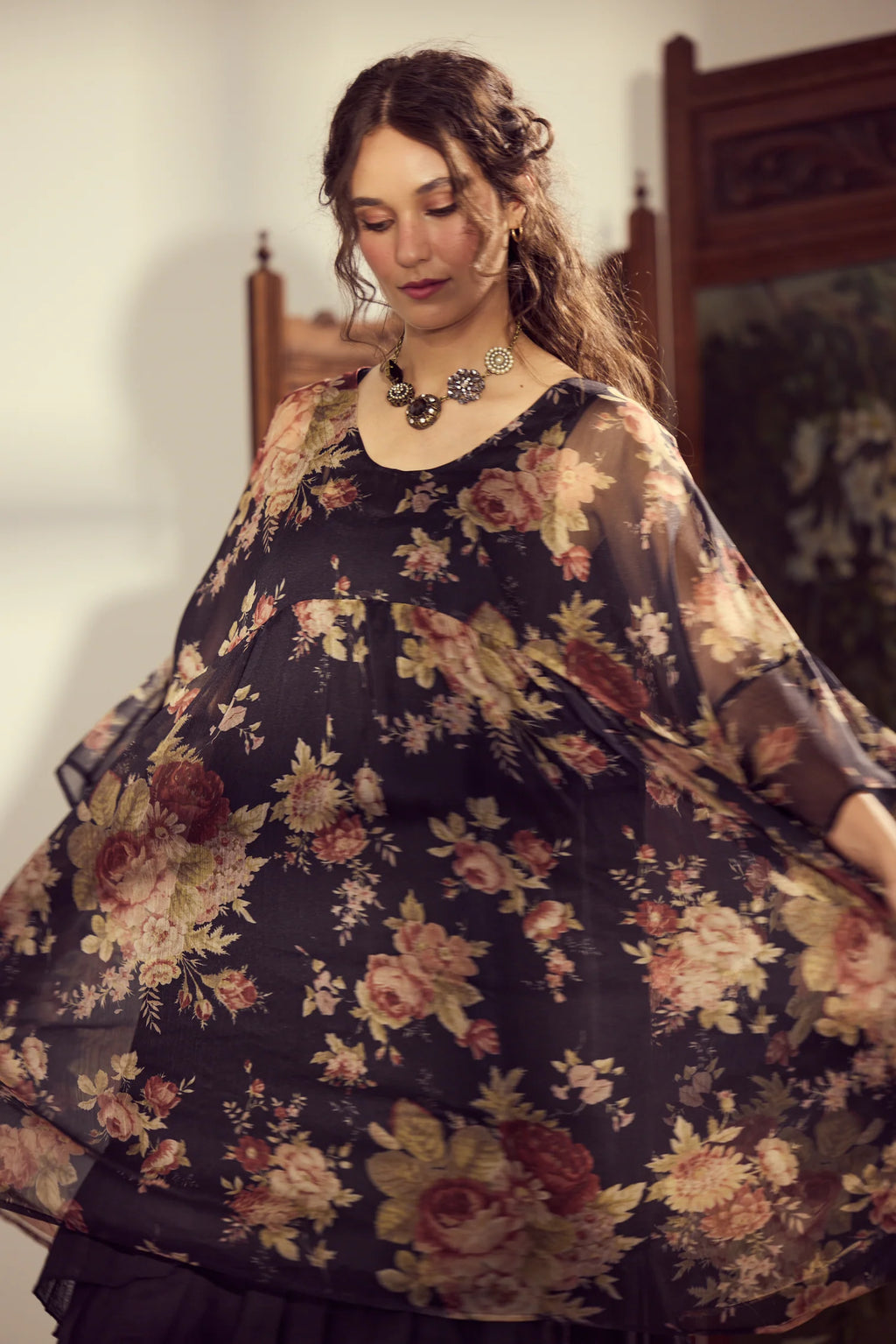 Miss Rose Sister Violet Larkspur chiffon oversized dress M/L