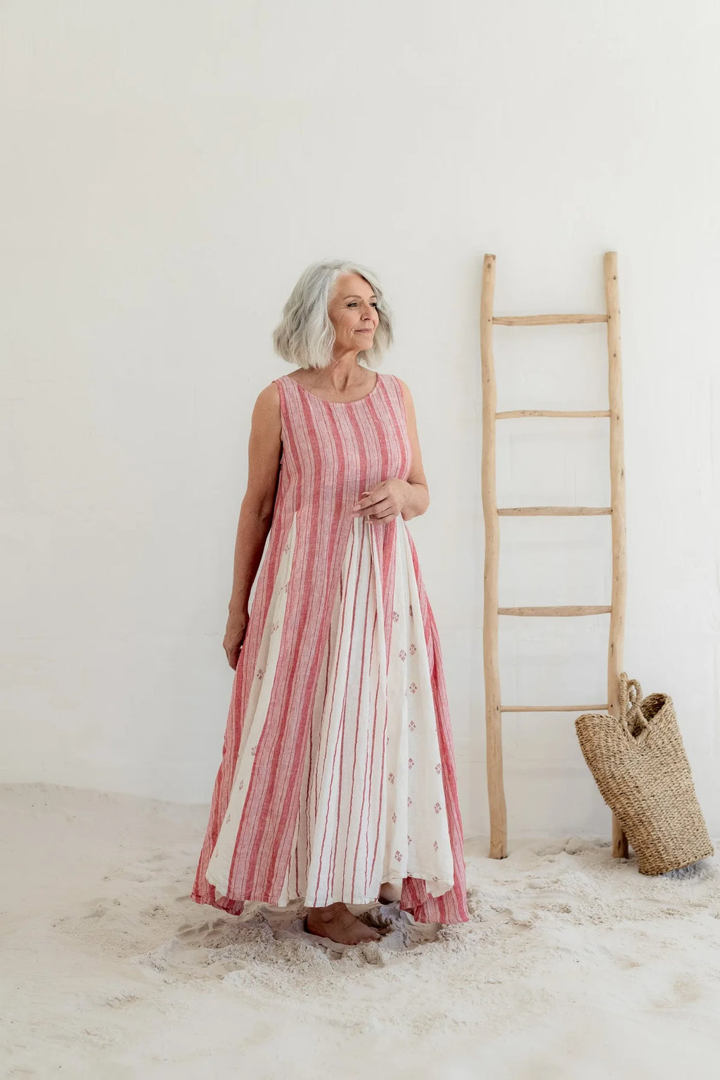 MegbyDesign Inaya Dress Linen - Red Patch