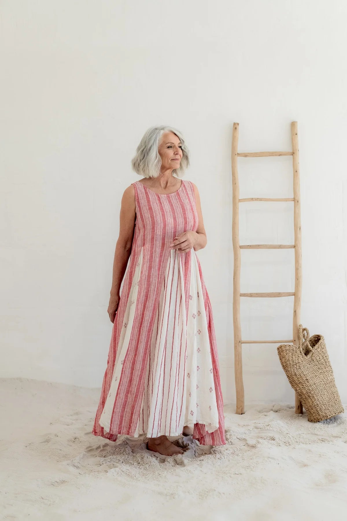 MegbyDesign Inaya Dress Linen - Red Patch
