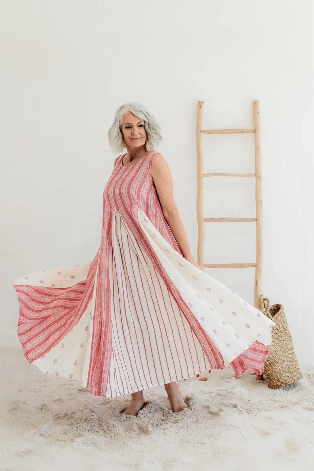 MegbyDesign Inaya Dress Linen - Red Patch