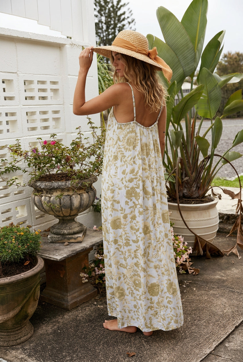 Ladli blue print  Long maxi Slip Dress SALE pale blue