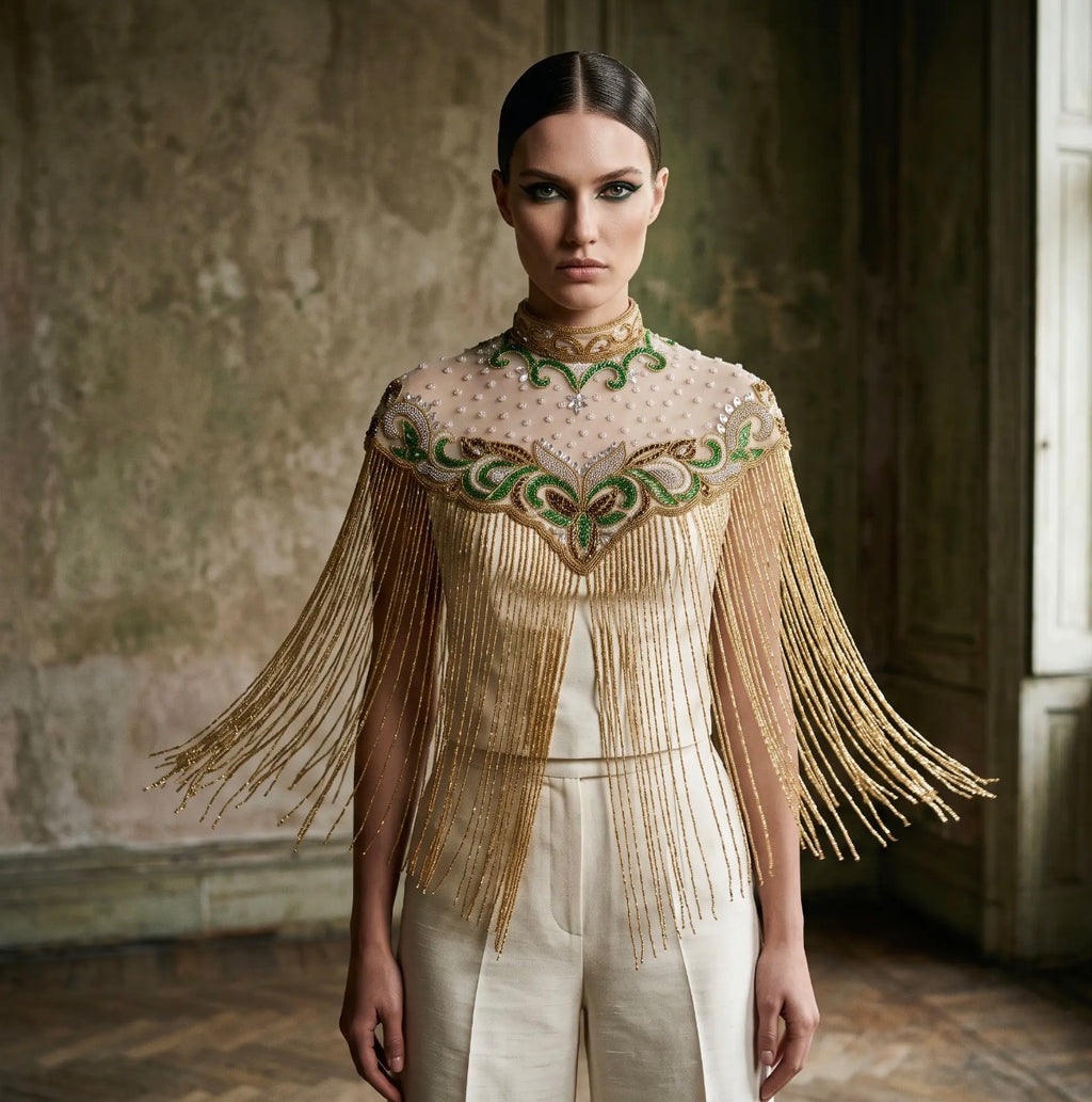 The Verdelt  hand beaded capelet