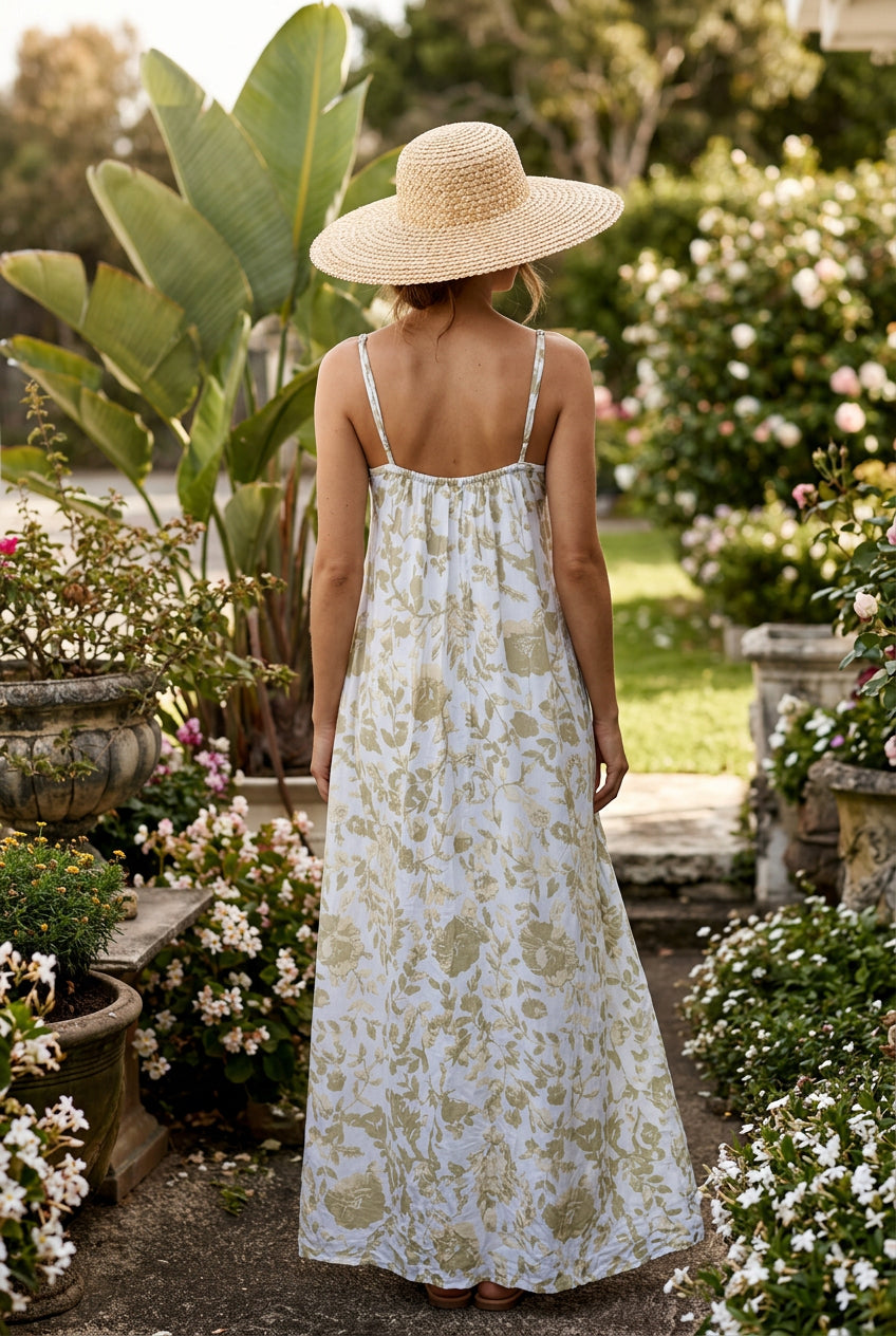 Ladli Slip Maxi Dress | blue floral Cotton voile maxi SALE