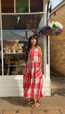 Montaigne Sartene Linen Dress in Orange Check