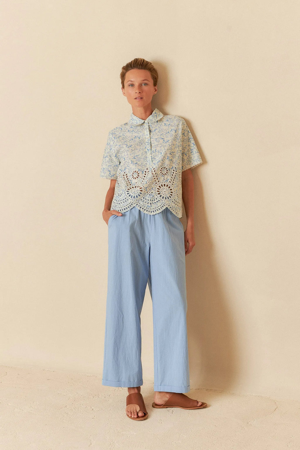 Indi & Cold Printed Embroidered Poplin Top - Stay Wild Collective  Shirt