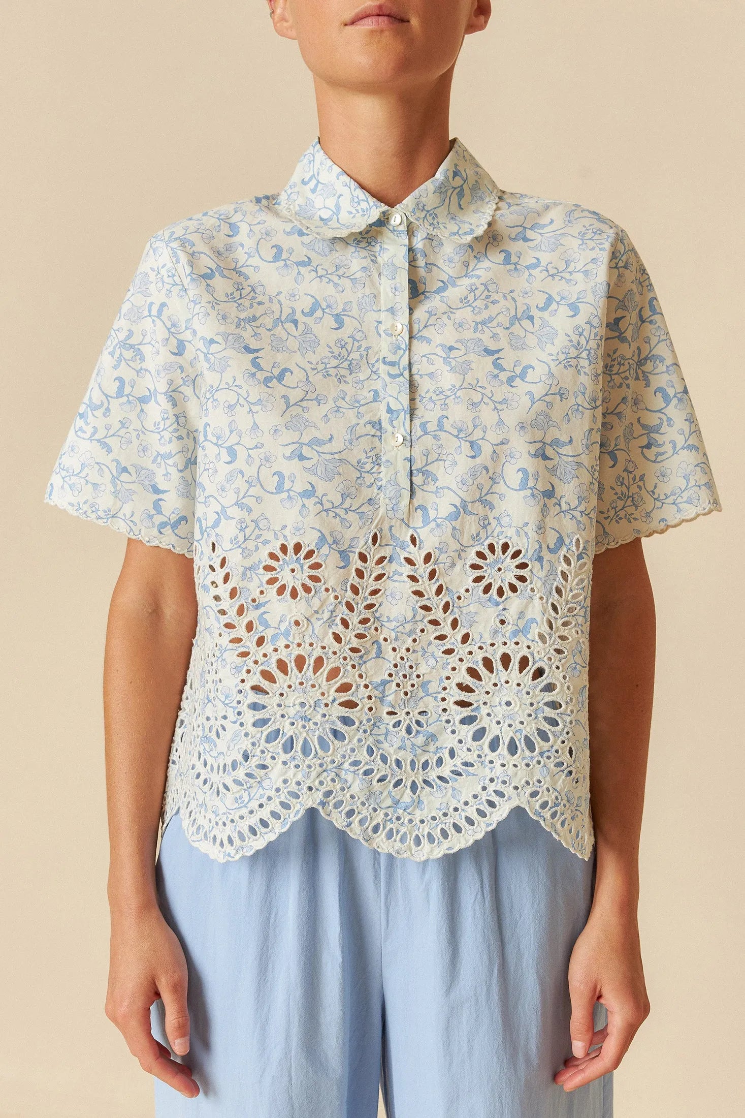 Indi & Cold Printed Embroidered Poplin Top - Stay Wild Collective  Shirt