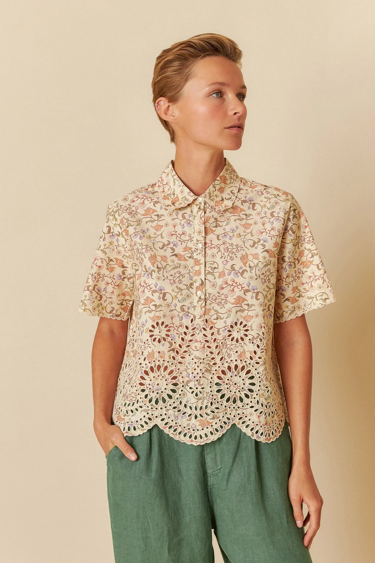 Indi & Cold Printed Embroidered Poplin Top - Stay Wild Collective  Shirt