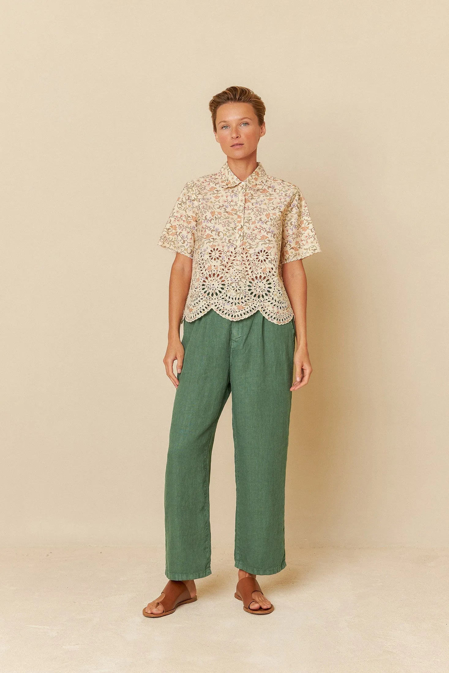 Indi & Cold Printed Embroidered Poplin Top - Stay Wild Collective  Shirt