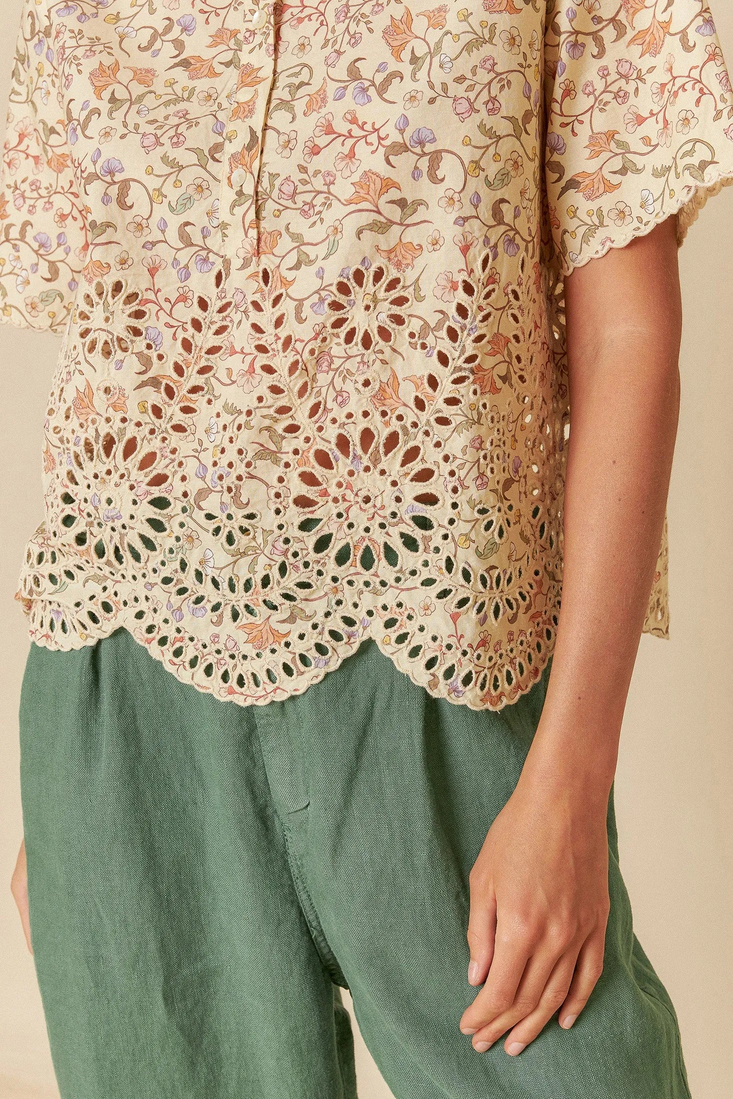 Indi & Cold Printed Embroidered Poplin Top - Stay Wild Collective  Shirt