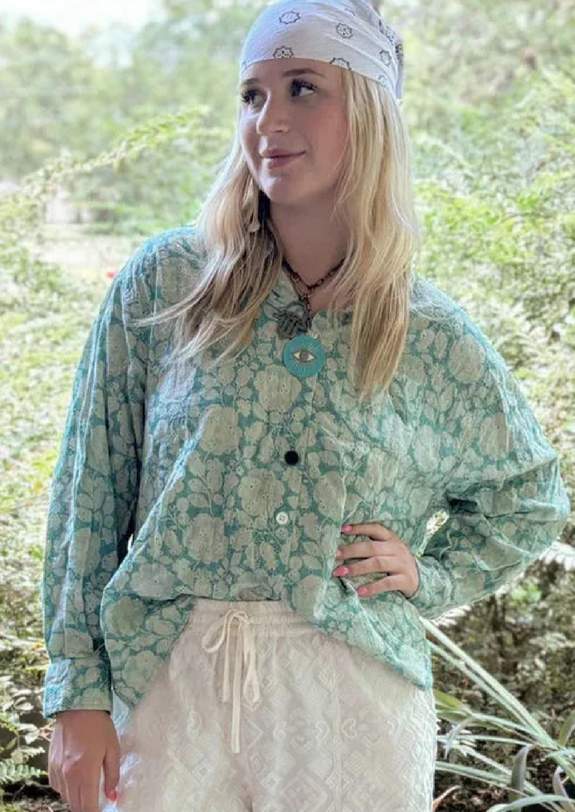  JADED GYPSY
STAR GAZING TOP - TEAL EYELET - Stay Wild Collective  